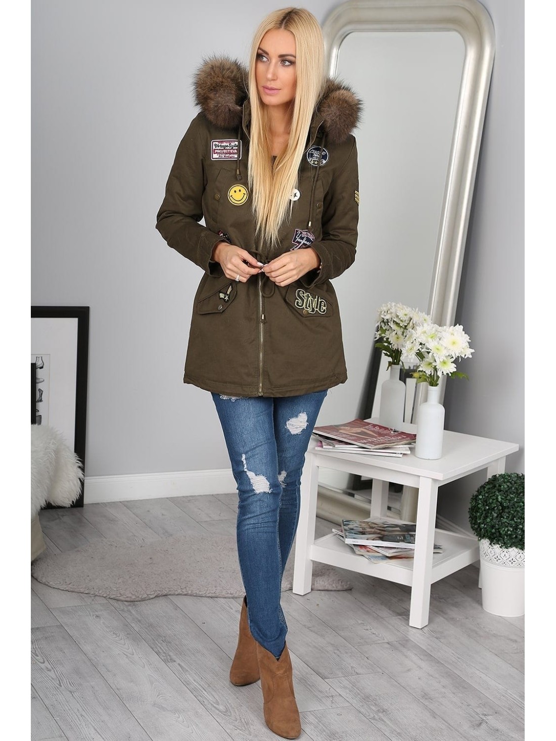 Khaki-Jacke mit Patches 91100 – Online-Shop – Boutique